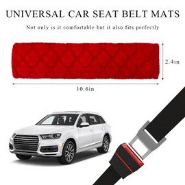 JUSTTOP 2 PCS Car Seat Belt Cover Pad, Soft Seatbelt Shoulder Strap Cover Neck Cushion Protector, Universal Seat Belt Cover Harness Pads for Kids & Adults, Car Accessories (Red)