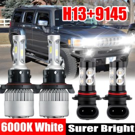 Unbranded For Hummer H3 2006-2010 LED Headlight High/Low + Fog Light 4 Bulbs Combo Kit