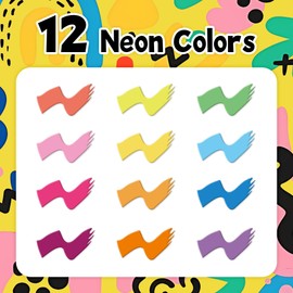 SRUOLOC 12 Neon Colors Jumbo Markers, 15mm Jumbo Felt Tip, Acrylic Paint Markers for Rock Painting, Poster, Stone, Ceramic, Glass, Wood, Canvas