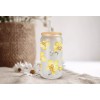 Mugzan Bouquet of Yellow Orchids Frosted Glass Can W Bamboo