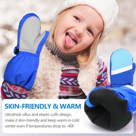 Hyeek Children's Ski Gloves with Zip, Waterproof Mittens, Winter Gloves, Snow Gloves, Snowboard Ski Gloves for Boys and Girls (M (4-5 Years), Blue)