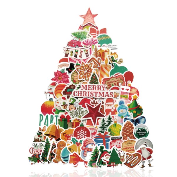 TsubAngel Christmas Stickers Stickers Bulk Set of 100 Cute, Stylish, Waterproof, Car, Motorcycle, Bicycle, Notebook, Kids (Christmas)