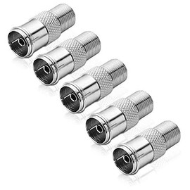 conecto F Female to IEC Coax Female Aerial Adapter Between F Connector for Satellite Cable and IEC Male for BK and DVB-T (Pack of 5)