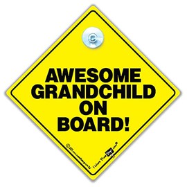 Awesome Grandchild On Board Car Sign, Suction Cup Baby Car Sign, Baby on board Sign, Baby Car Sign, Suction Cup Grandparent Baby on Board Sign 14cm