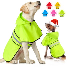 Weesiber Dog Raincoat, Waterproof Puppy Rain Jacket with Leash Hole, Lightweight Pet Rainwear Doggy Poncho Slicker(Small, Green)