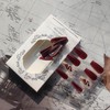 Red Press on Nails Medium Coffin Fake Nails with Designs