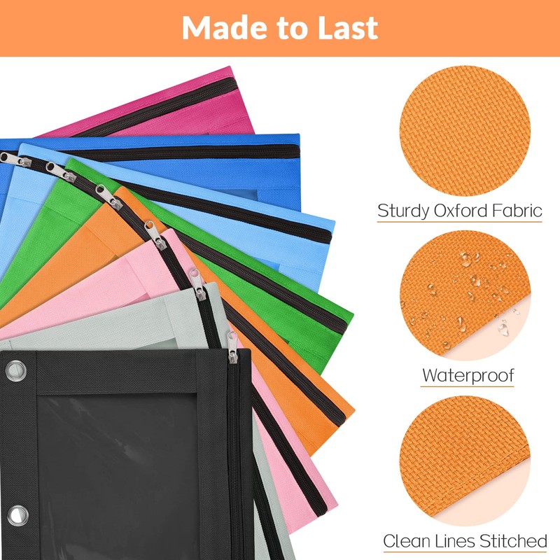 Sooez Pencil Pouch for 3 Ring Binder, 2 Pack Binder
