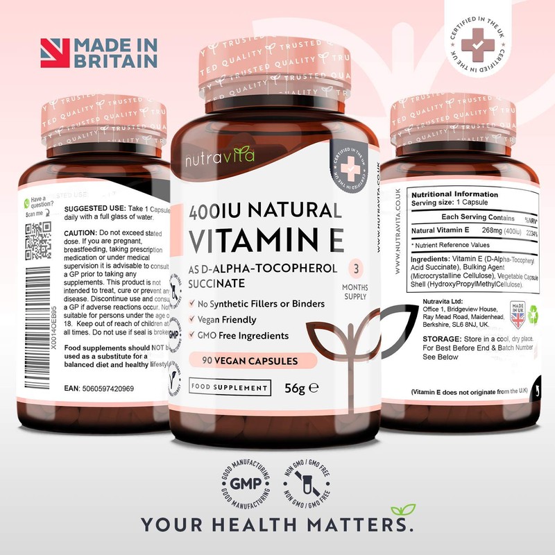 Nutravita Vitamin E 400IU D-Alpha Tocopherol – 100% Natural Vitamin