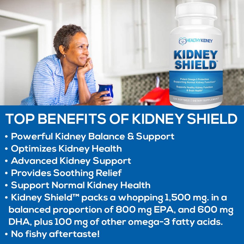 Kidney Shield Omega 3 Fish Oil Supplements - DHA EPA