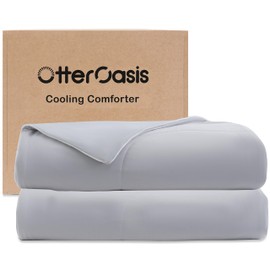 OtterOasis Cooling Comforter Queen Size for Hot Sleepers, 90"x90" Summer Cooling Blanket for Night Sweats, Silk Soft Lightweight Breathable All-Season Grey Cooling Quilt Blanket