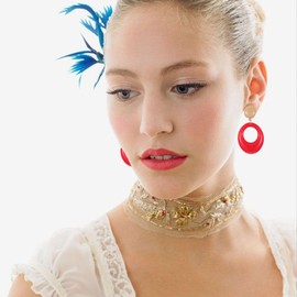 Anmpab 70s Earrings for Women Acrylic Geometric Hollow Earring Retro Disco Dangle Earrings Jewelry Accessories (Red)