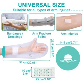 Guegine Waterproof Arm Cast Cover for Shower, Reusable Plaster Cast Waterproof Cover Arm with Wound Patch for Wound Care, Surgery Recovery & Injury Protection