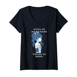 Womens Even in Darkness There is Hope Retro Anime Quotes Present V-Neck T-Shirt