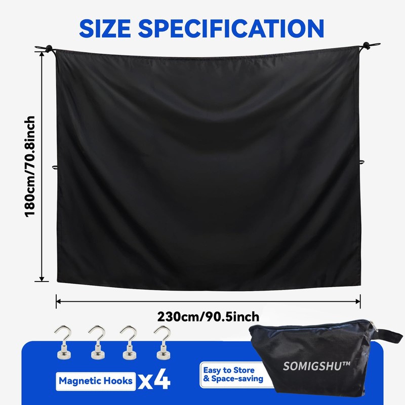 7.5 x 6 ft Black Large Adjustable Waterproof Car Tail
