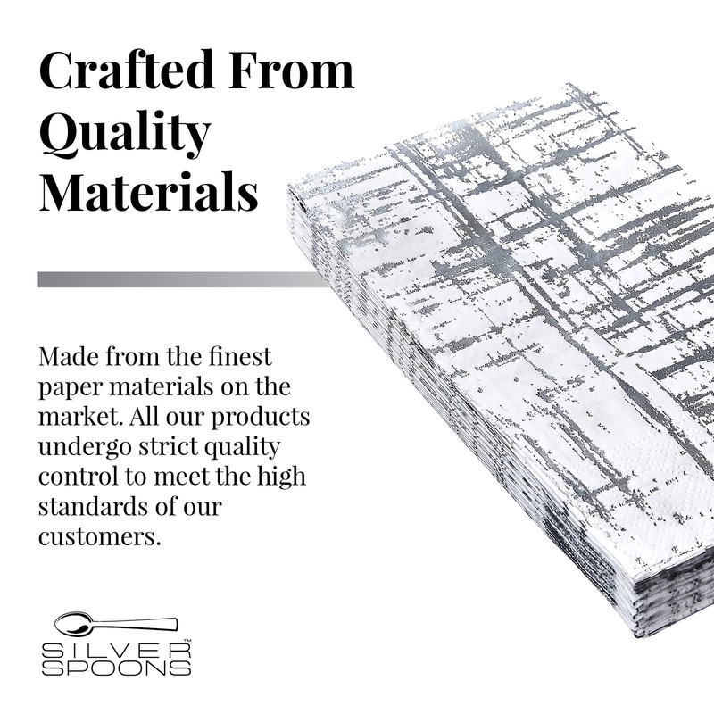 Silver Spoons Elegant Disposable Dinnerware - Arctic Collection, Guest Towels,