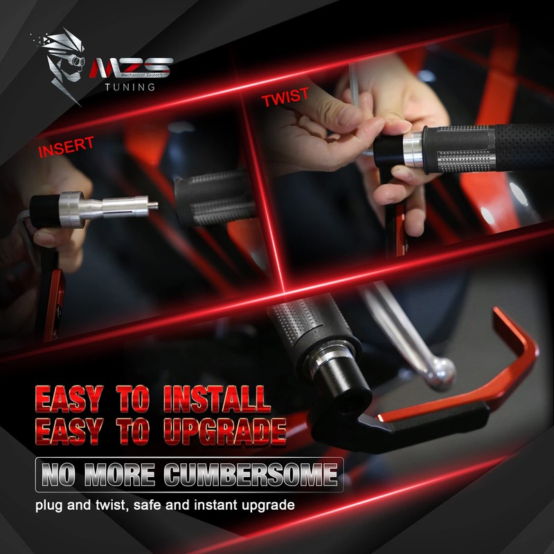 MZS Motorcycle Lever Guards, Aluminum Clutch Brake Handlebar Protector Universal
