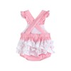 Lil cactus Pink and White Flower Smocked Ruffle Romper, 18-24
