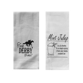 Derby Party Tea Towels Set of 2 - Talk Derby To Me & Mint Julep Recipe