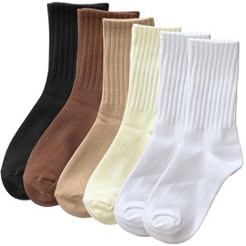Dress Cici Polyester Half Crew Men Socks for Travel, Sports And Sweat Feet (6 Pack: Beige+Black+Coffee+Khaki+2 White)