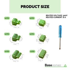 BASECONEX 40 Pairs 3.81mm Pitch 2 Pin 3 Pin 4 Pin PCB Screw Terminals for PCB (Right Angle 2 Pins + 3 Pins + 4 Pins)