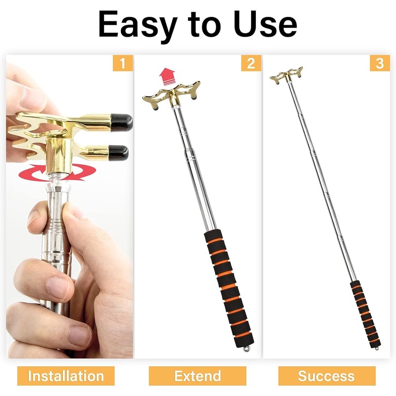 AngelReally Retractable Billiards Cue Stick Bridge with Brass Bridge Head,