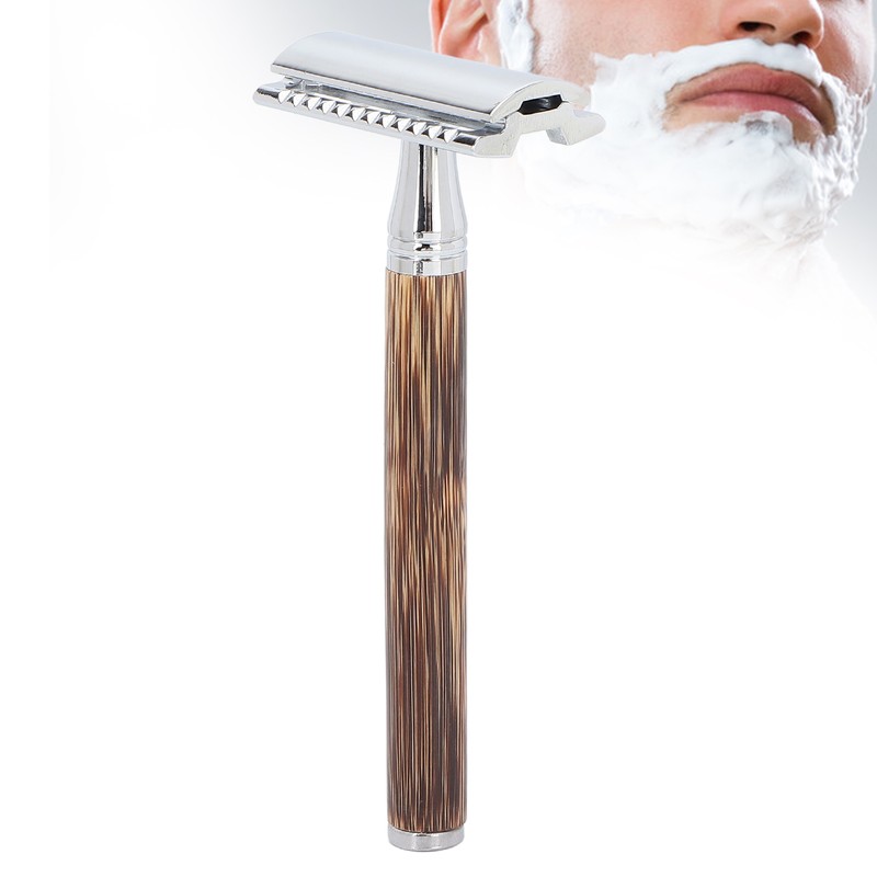 Double Edge Safety Razor Men Travel Portable Zinc Alloy Bamboo