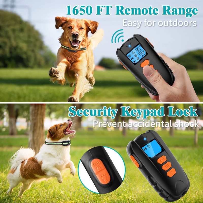 Dog Training Collar, Dog Shock Collar with 1650Ft Remote, IPX7