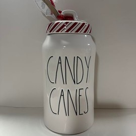 Rae -CANDY CANES Canister - Cellar Long Allside White with Lid CHRISTMAS CANISTER- Dunn By Magenta