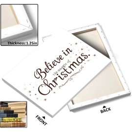ART Christmas Canvas Wall Believe in the Magic of Christmas Canvas Print Festive Holiday Quote Wall Painting Festive Holiday Picture Print for Living Room Bedroom Seasonal Decor 11x14inch