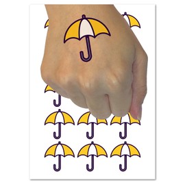 Rainy Day Umbrella Icon Temporary Tattoo Water Resistant Fake Body Art Set Collection - 15 2" Tattoos (1 Sheet)