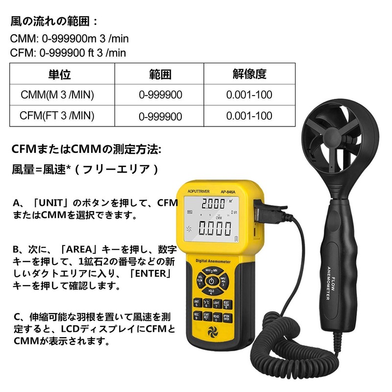 Air Anemometer, AP-846A, Digital Anemometer, Simple Anemometer, Fine Wind, Air