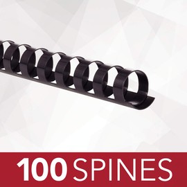 GBC Binding Spines/Spirals/Coils, 3/4" Diameter, 150 Sheet Capacity, CombBind, Black, 100 Pack (4000104)