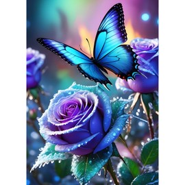 QQYRHN 5D Roses Flowers Diamond Painting Kit for Adults Beginners Butterfly Diamond Art Kits Complete DIY Fantasy Diamond Embroidery Set Perfect for Relaxation and Decoration 30 x 40 cm