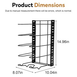ZEINLAM Detachable Folding Pot Rack,Pot Lid Rack,Pantry,Cooking Utensil Storage Rack,With 5 Adjustable Dividers