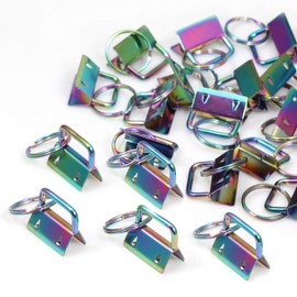 SPEEDWOX 25Pcs 1 Inch Key Fob Hardware Set, Rainbow Keychain Wristlet with Split Ring, for Ribbon Webbing