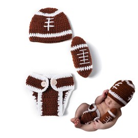MdouLy Baby Photography Props Football Cap Newborn Boy Girl Photo Shoot Outfits Crochet Costume Infant Knitted Hat Sets