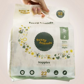Fuzzy Friends Premium Nappies, Size 2 (S) – 3-6 kg 24 Pack