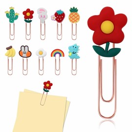 Cute Paperclips,10Pcs Colorful Paper Clips Bookmark Clip Teacher Stationery Supplies Cute Teacher Gifts Desk Accessories Office Stationery Supplies Novelty Book Marks for Children Kid Student Teacher