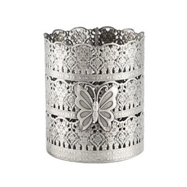 imperial family Hairbrush Holder Butterfly Designed Vintage Hairbrush Holder Antique Make up Brush Holder Makeup Vanity Organizer (Tin (Matt Gray), Large)