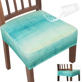 JQinHome Waterproof Dining Chair Seat Covers Set of 2 | Soft Removable Washable Chair Covers for Dining Room,Rear Gap Hook-and-Loop| Elastic Non-Slip, Full Rear Coverage | Gradient Green