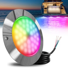 Goldlife B6 3000LM Underwater LED Boat Light, RGB Marine Underwater Light, 6" 30W 36LED DC12V Dimmable Color Changing Super Brightness Boat Lights IP68 Transom Yacht Pool Pontoon Light