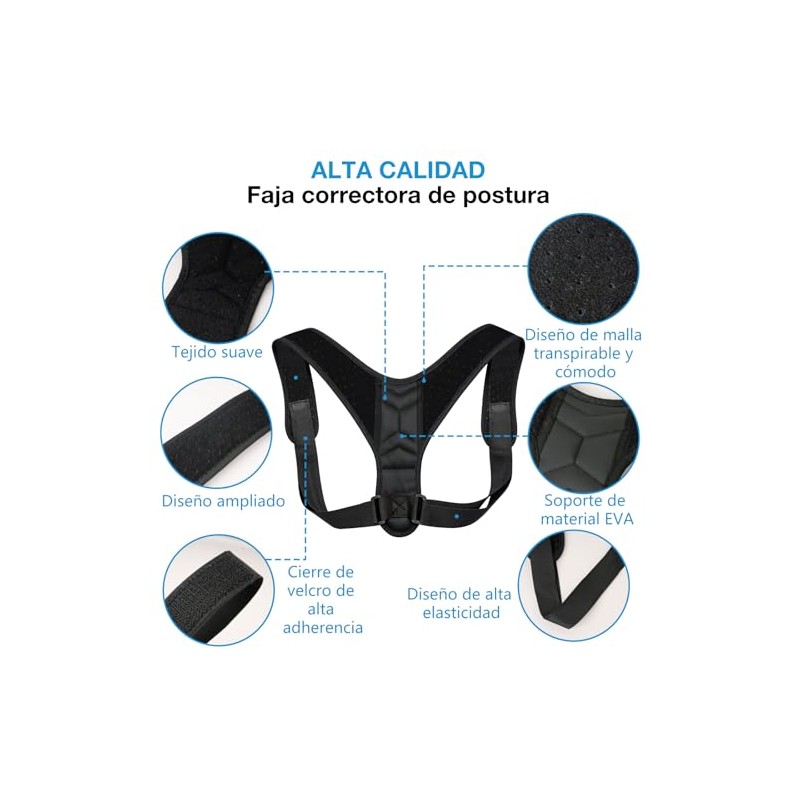 Faja Lumbar Unisex con Correas de Soporte, Transpirable y Ajustable