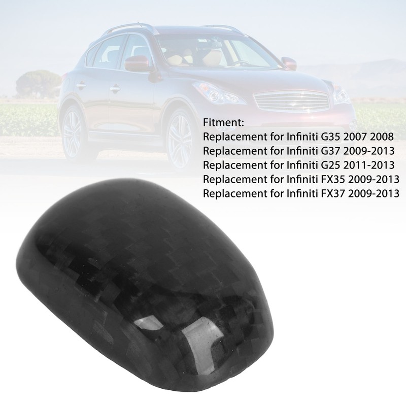 Gear Shift Knob Unlock Button Cover Carbon Fiber Shifter Lever