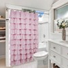 Volens Pink Ruffle Shower Curtain Farmhouse/Rustic Fabric Cloth Shower Curtains