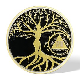 18 Years Sobriety Chip Tree of Life AA Coins and Medallion Alcoholics Anonymous Coin Recovery Anniversary Token Sobriety Gifts for Women Men