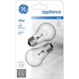 GE Incandescent 40 Watt Soft White A15 Appliance Bulbs 2 Pack