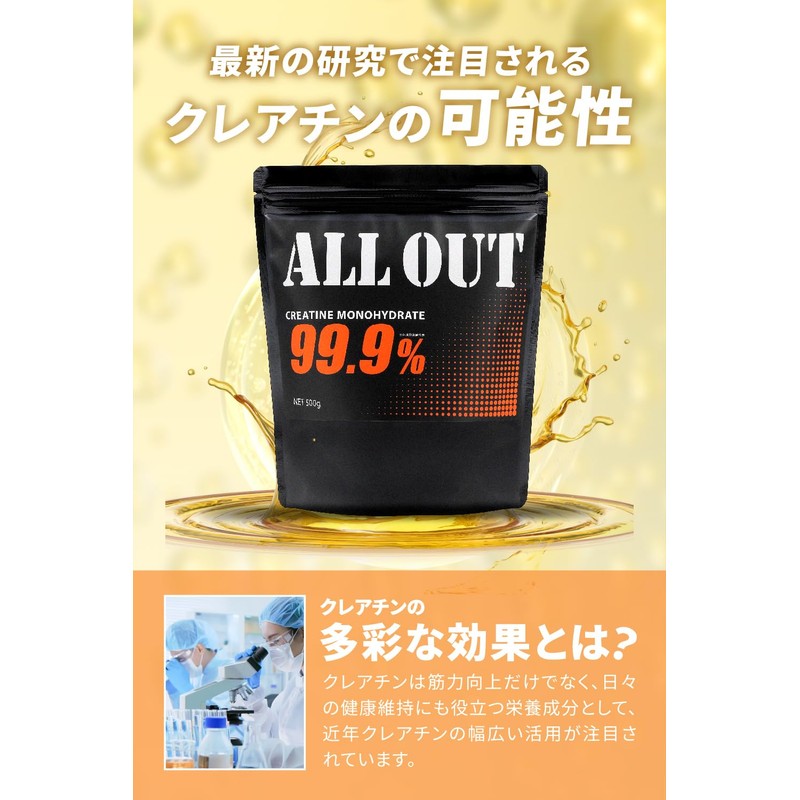 ALLOUT クレアチン モノハイドレート パウダー 500g creatine monohydrate 高純度99.9%