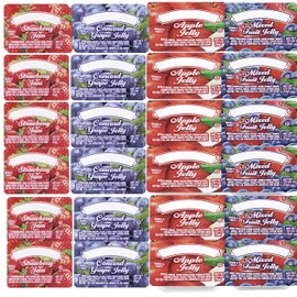 Assorted Jelly & Jam Cups – Single-Serve Apple, Grape, Strawberry & Mixed Fruit – Individual Breakfast Spreads for Restaurants, Cafeterias, Travel & Home Use -4 FLAVOR- 50-Pack