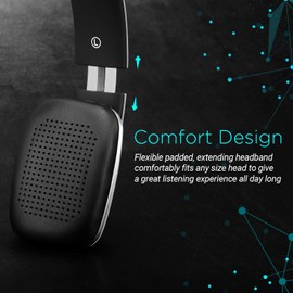 On Ear Wireless Bluetooth Headphones with Microphone - August EP636 - Bluetooth Version 4.1 + EDR, Lightweight Engineering NFC One Tap to Connect for Android and Apple - White