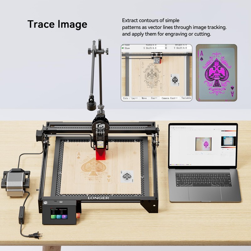 LONGER 5MP Time- Digital Camera with Precise Positioning, LightBurn Camera